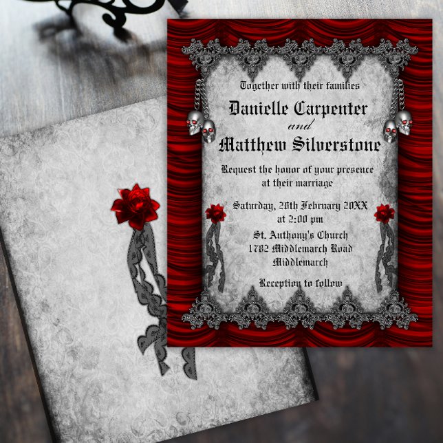 Bröllopsinbjudan för budgetblodet Ro och Röda Silk Flygblad (Skapare uppladdad)