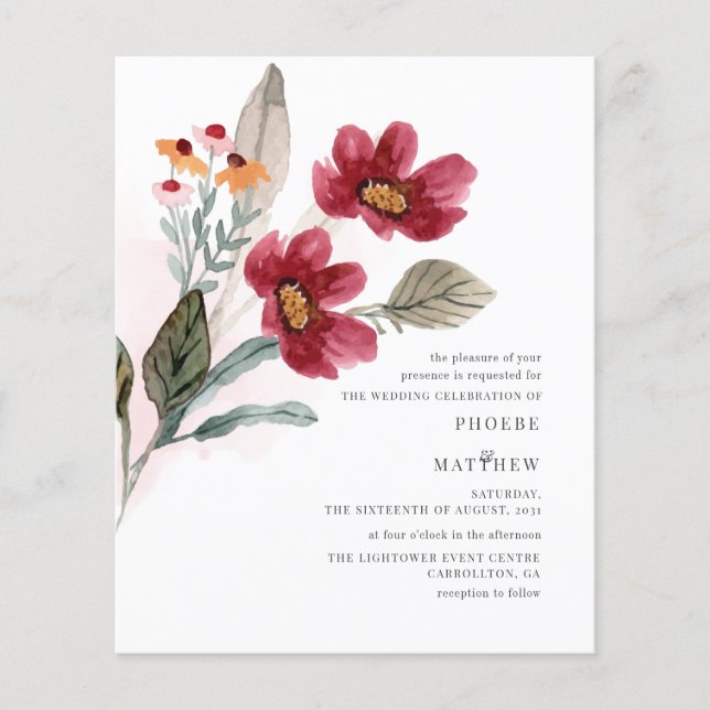 Bröllopsinbjudan för budgeterad rustik bloom (Framsida)