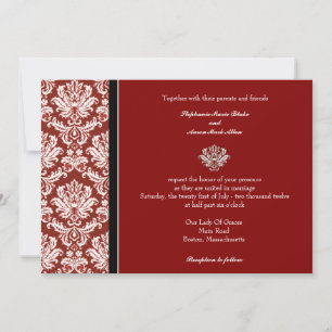 Bröllopsinbjudan för Burgundy Classic Damask Inbjudningar