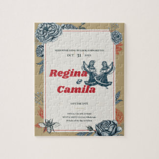 Bröllopsinbjudan för Calaveras (Lesbisk) (Färg 4) Pussel