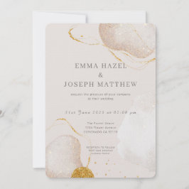 Bröllopsinbjudan för det moderna guld-glam-ro-glam inbjudningar