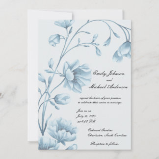 Bröllopsinbjudan för elegant Blue Blommigt Inbjudningar