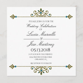 Bröllopsinbjudan för Elegant Guld Gräns Inbjudningar