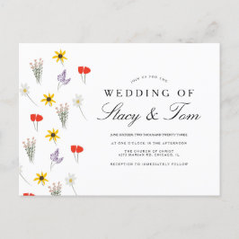 Bröllopsinbjudan för enkla Wildblommor Hand plocka Vykort