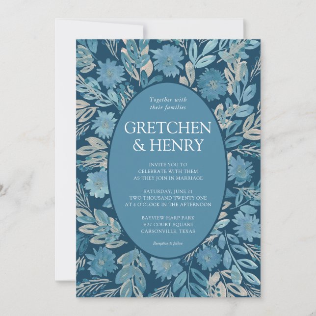 Bröllopsinbjudan för färgsfärgning av blommor inbjudningar (Framsida)