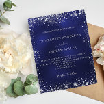 bröllopsinbjudan för fiskeåret i silver glitter<br><div class="desc">En marin blå bakgrund,  dekorerad med faux silver glitter damm. Den blå färg är ojämn. Anpassa och lägg till namn och information.</div>