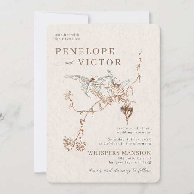 Bröllopsinbjudan för fjäril Kärlek Inbjudningar (Framsida)