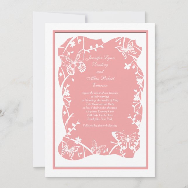 Bröllopsinbjudan för fjärilar inbjudningar (Framsida)