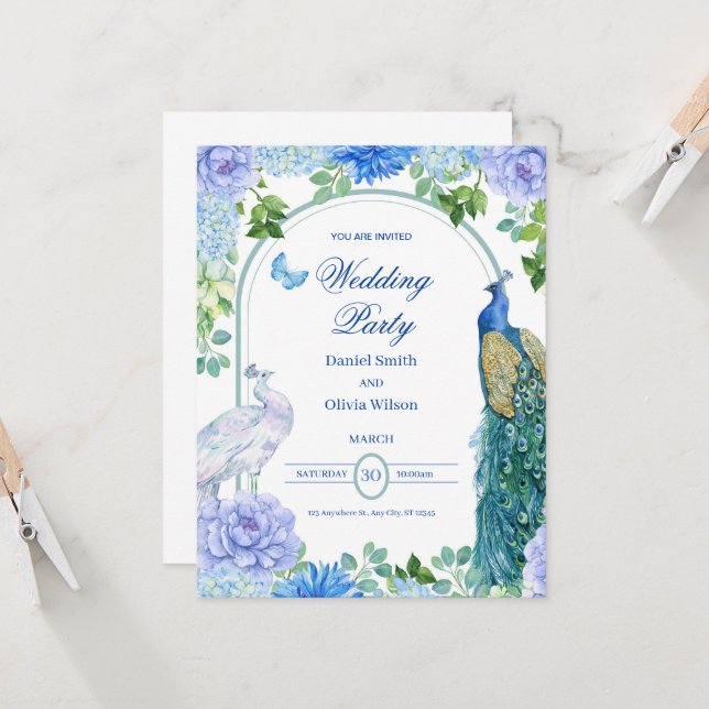 Bröllopsinbjudan för Förlovningsfest vattenfärg Inbjudningar (Fram/Back In Situ)
