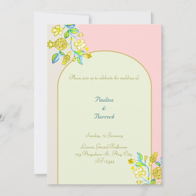 bröllopsinbjudan för granatäpple julkort (Framsida)