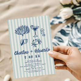 Bröllopsinbjudan för handskrift Kusten Retro Inbjudningar