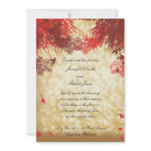Bröllopsinbjudan för höst färger och röda Grenar