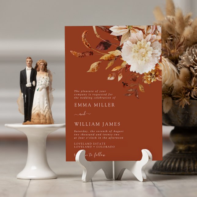 Bröllopsinbjudan för höstkoppar inbjudningar (Autumn Modern Watercolor Copper Wedding Invitation
by Painted Paperie)