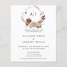 Bröllopsinbjudan för höstmonogram