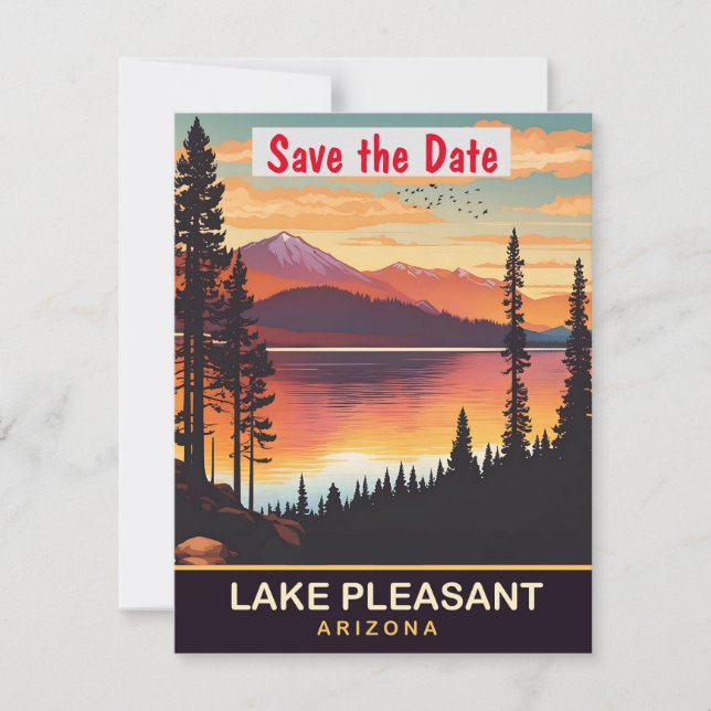 Bröllopsinbjudan för Lake Pleasant Arizona Desert Spara Datumet (Framsida)