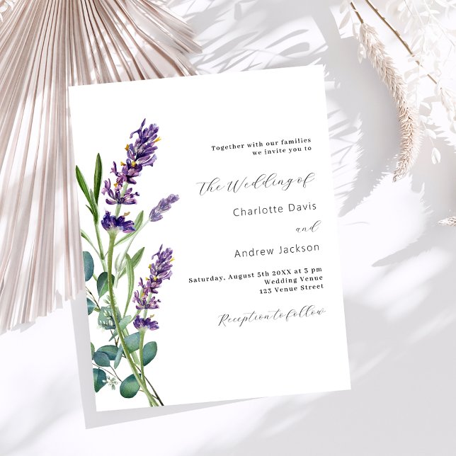 bröllopsinbjudan för Lavender Greenere lila budget (Skapare uppladdad)