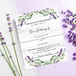 bröllopsinbjudan för Lavender Greenery wood Budget Flygblad