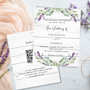 bröllopsinbjudan för Lavender-virke QR-kod Flygblad