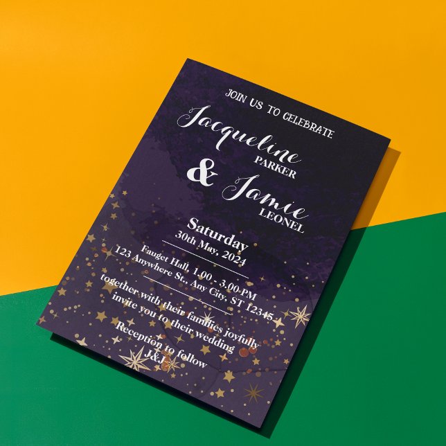 Bröllopsinbjudan för lyxfärgsgalaxi inbjudningar (Luxury watercolor galaxy Wedding Invitation)