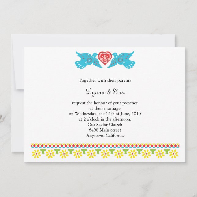 Bröllopsinbjudan för mexikanska Papel Picado-Döska Inbjudningar (Framsida)