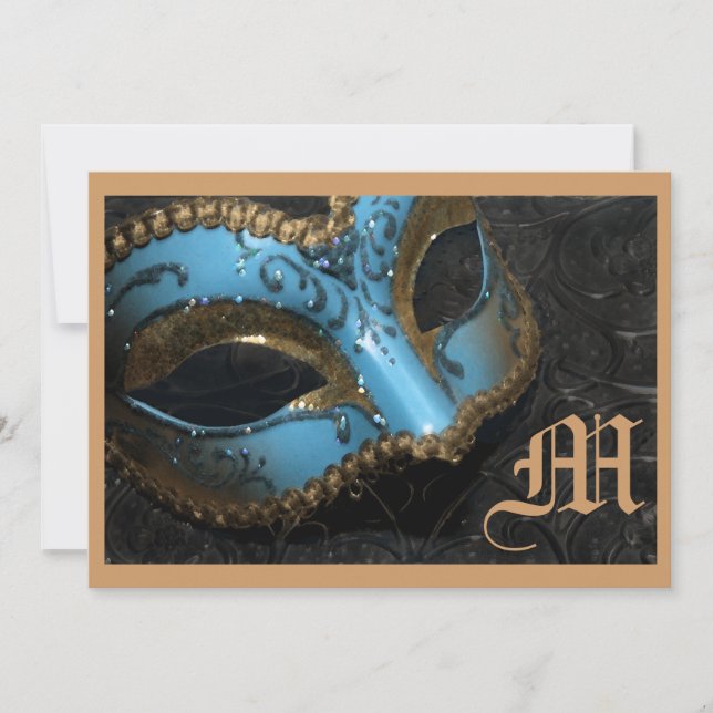 Bröllopsinbjudan för Monogram maskerad Renaissance Inbjudningar (Framsida)