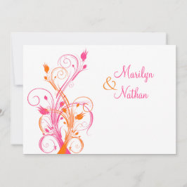 Bröllopsinbjudan för Orange Rosa Vit Blommigt Inbjudningar