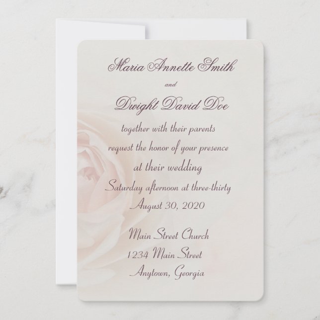 Bröllopsinbjudan för påfyllnad i persiko-Ro Inbjudningar (Framsida)