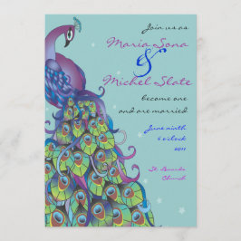 Bröllopsinbjudan för peacock Inbjudan light Blue