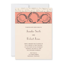 Bröllopsinbjudan för persiko Art Deco Circles