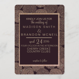 Bröllopsinbjudan för plommon och Ro Guld Blommigt Inbjudningar