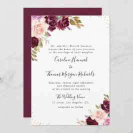 bröllopsinbjudan för plum lila blommigt inbjudningar