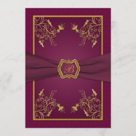 Bröllopsinbjudan för plum Vin och Guld Inbjudningar