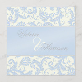 Bröllopsinbjudan för Regal Blue och Ivory Damask Inbjudningar