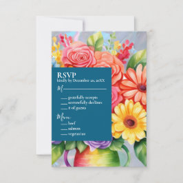 Bröllopsinbjudan för regnbågsblommor OSA kort