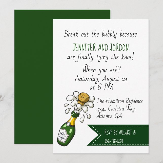 Bröllopsinbjudan för Roligt Avslappnad Inbjudningar (Fram/baksida)