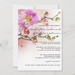 Bröllopsinbjudan för Romantisk Rosa Orchids 5x7 Inbjudningar