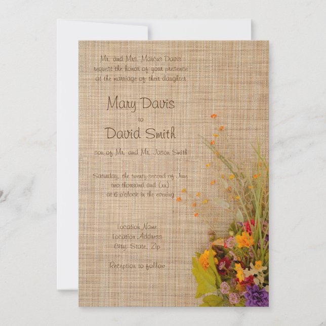 Bröllopsinbjudan för rustiska höstblommor inbjudningar (Framsida)