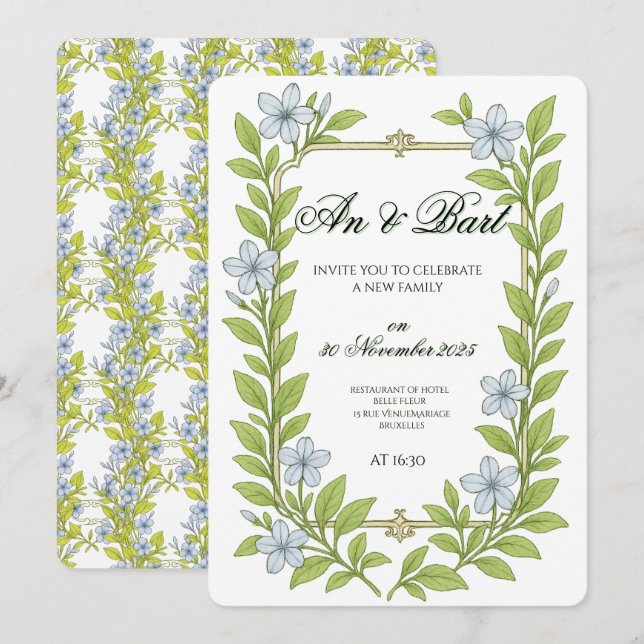 Bröllopsinbjudan för seniorer blomsterstil inbjudningar (Fram/baksida)