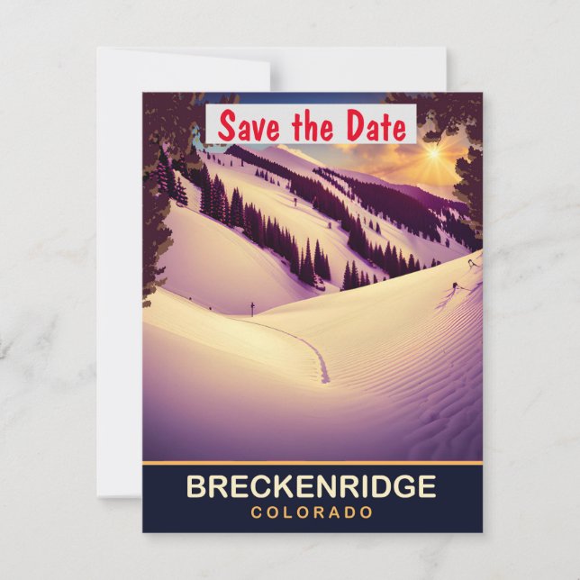 Bröllopsinbjudan för skidbacke i Breckenridge Colo Spara Datumet (Framsida)