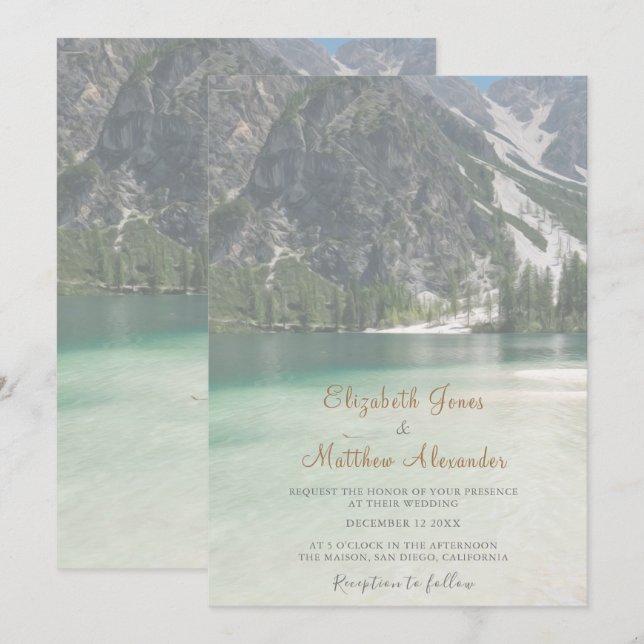 Bröllopsinbjudan för skogsområdet Gräs Träd Inbjudningar (Fram/baksida)