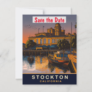 Bröllopsinbjudan för Stockton California Port Harb Spara Datumet