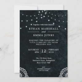 Bröllopsinbjudan för svart blått Snöre Inbjudningar
