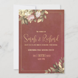 Bröllopsinbjudan för träkol Black & Guld Inbjudningar