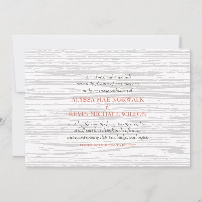 Bröllopsinbjudan för träspannmål inbjudningar (Framsida)
