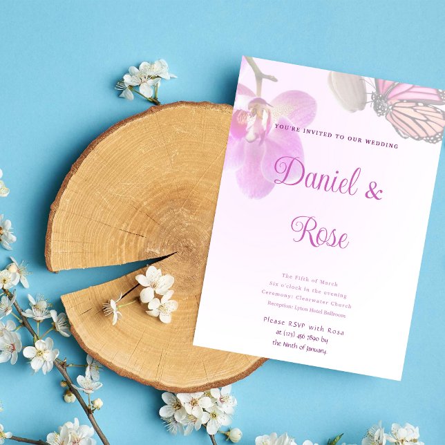 Bröllopsinbjudan för tropiska blommor och fjärilar inbjudningar (Skapare uppladdad)