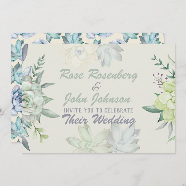 Bröllopsinbjudan för vattenfärg inbjudningar (Fram/baksida)