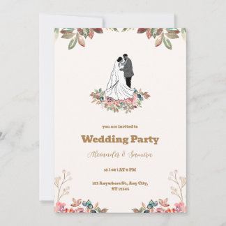 Bröllopsinbjudan för vattenfärg inbjudningar