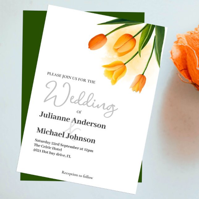 Bröllopsinbjudan för vattenfärg Tulip-bröllop Inbjudningar (Skapare uppladdad)