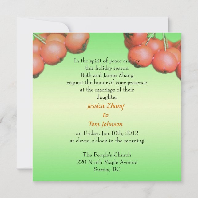 bröllopsinbjudan från brudens föräldrar. inbjudningar (Framsida)