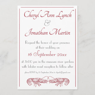Bröllopsinbjudan från Kärlek i Lobster Inbjudningar